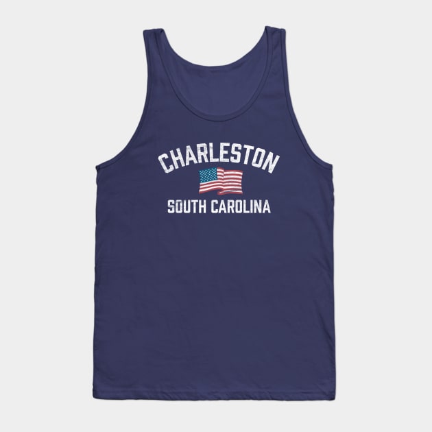 Charleston South Carolina SC Patriotic USA Flag Vintage Tank Top by TGKelly